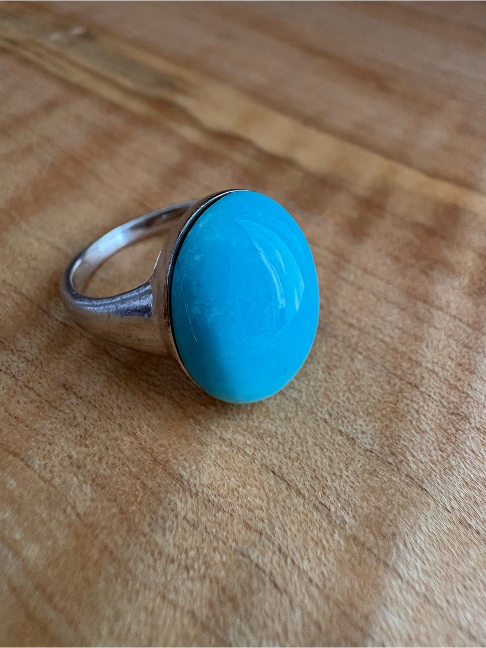Turquoise Oval 925 Sterling Sterling Ring - size 7